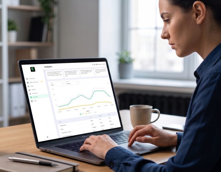 Person reviewing Juise analytics dashboards on a laptop at a desk
